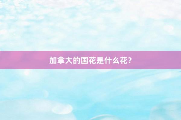 加拿大的国花是什么花？